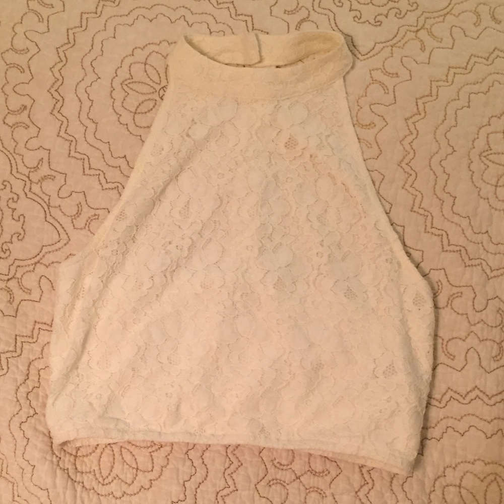 High Neck Lace Crop Top
